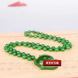 Green Jade Fox Pendant Chinese Necklace Jadeite Jewellery Lucky Woman Amulet