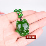 Green Jade Fox Pendant Chinese Necklace Jadeite Jewellery Lucky Woman Amulet