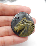 Carved Hematite Horse Head Pendant Bead
