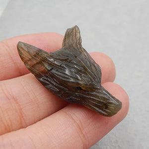 Labradorite Wolf Head Pendant Bead 31x21x10mm