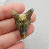 Labradorite Wolf Head Pendant Bead 31x21x10mm