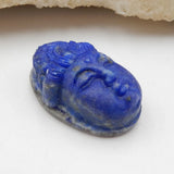 Carved Lapis Buddha Head Pendant Bead 24x15mm