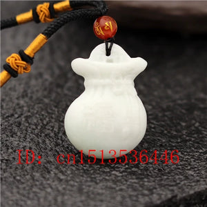 Lucky Bag Jade Pendant Chinese Necklace Charm Amulet