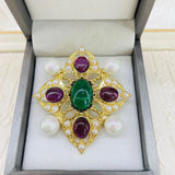 Byzantine Multicolor Pearl Brooch Pendant