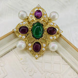 Byzantine Multicolor Pearl Brooch Pendant