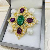 Byzantine Multicolor Pearl Brooch Pendant