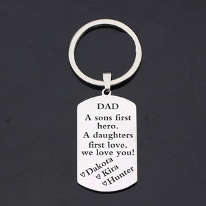 Personalized Dad Dog Tag Keychain Father's Day Gift