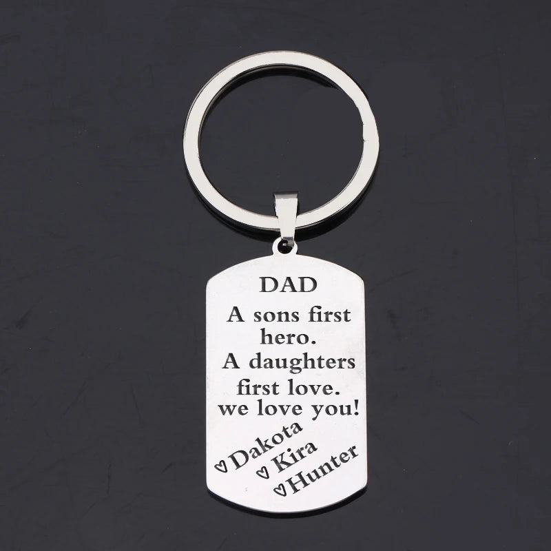 Personalized Dad Dog Tag Keychain Father's Day Gift