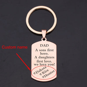 Personalized Dad Dog Tag Keychain Father's Day Gift