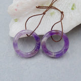 Natural Amethyst Gemstone Earrings, Semiprecious Jewelry, 23x6mm