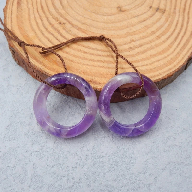 Natural Amethyst Gemstone Earrings, Semiprecious Jewelry, 23x6mm