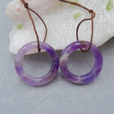 Natural Amethyst Gemstone Earrings, Semiprecious Jewelry, 23x6mm