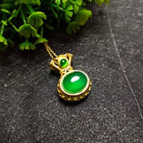 Carved Green Jade Blessing Bag Pendant Love Necklace Charm Jadeite Jewelry