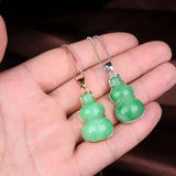 Green Jade Gourd Pendant Chinese Love Necklace Charm Jadeite