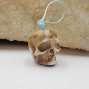 Natural Stone Tibetan Two Eye Dzi Bead Agate Skull Earrings