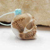 Natural Stone Tibetan Two Eye Dzi Bead Agate Skull Earrings