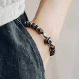 Ox Bone Bracelet Wood Spacer Tibetan Eye Bead Unisex Jewelry