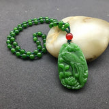 Peacock Jade Pendant Chinese Green Beads Necklace Charm Jadeite Jewellery