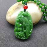 Peacock Jade Pendant Chinese Green Beads Necklace Charm Jadeite Jewellery