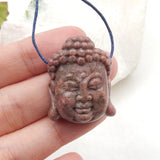 Carved Purple Lace Agate Buddha Head Pendant Bead