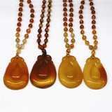 Carved Ruyi Pendant Agate Ganoderma Necklace Charm Jewelry