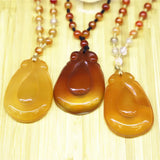 Carved Ruyi Pendant Agate Ganoderma Necklace Charm Jewelry