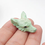 Carved Wolf Green Turquoise Gemstone Pendant
