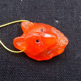 Carved Wolf Head Red Agate Gemstone Pendant Bead 25x20x12mm