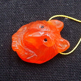 Carved Wolf Head Red Agate Gemstone Pendant Bead 25x20x12mm
