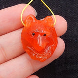 Carved Wolf Head Red Agate Gemstone Pendant Bead 25x20x12mm