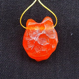 Carved Wolf Head Red Agate Gemstone Pendant Bead 25x20x12mm