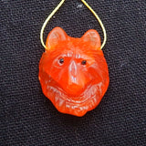 Carved Wolf Head Red Agate Gemstone Pendant Bead 25x20x12mm