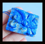 Carved Butterfly Lapis Lazuli Pendant Gemstone 39x30x6mm