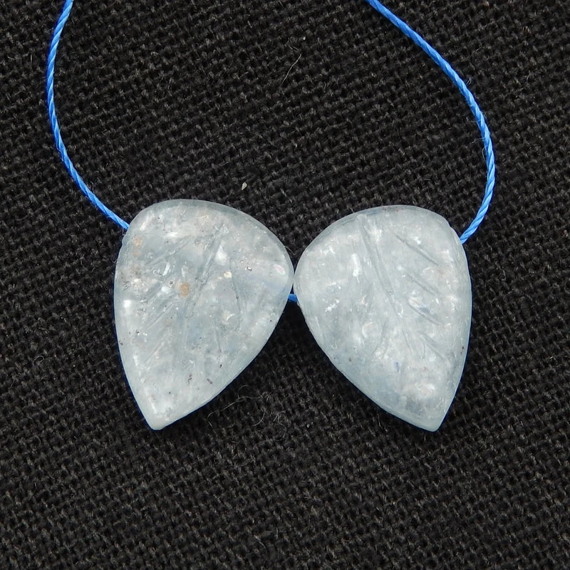 Carved Leaves Kyanite Earrings Gem Customized