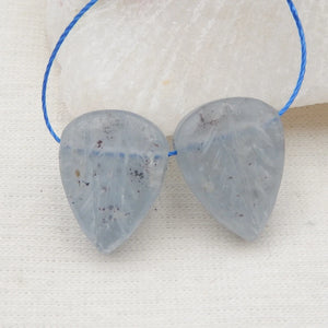 Carved Leaves Kyanite Earrings Gem Customized
