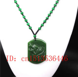 Carved Wolf Jade Pendant Natural Green Necklace Charm Jadeite Jewellery