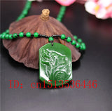 Carved Wolf Jade Pendant Natural Green Necklace Charm Jadeite Jewellery