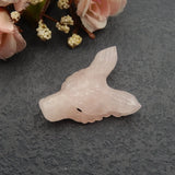Wolf Head Rose Quartz Gemstone Pendant Bead 33x26x11mm