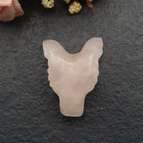 Wolf Head Rose Quartz Gemstone Pendant Bead 33x26x11mm