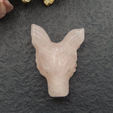 Wolf Head Rose Quartz Gemstone Pendant Bead 33x26x11mm