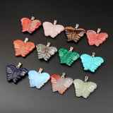 Butterfly Carving 6PCS Natural Stone Pendants Reiki Healing Necklaces