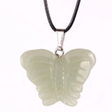 Butterfly Carving 6PCS Natural Stone Pendants Reiki Healing Necklaces