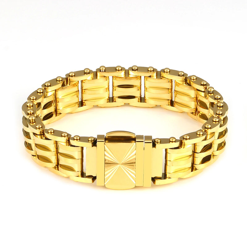 Stainless Steel Charm Masculinity Chain Golden Bangle Jewelry