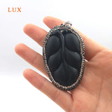 Leaf Rhinestone Crystal Glass Beads Women Pendant Wisdom Charm Necklace