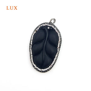 Leaf Rhinestone Crystal Glass Beads Women Pendant Wisdom Charm Necklace