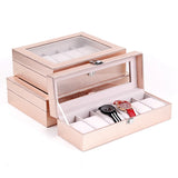 Pink Pu Leather 6 Grids Women's Wrist Watch Storage Box