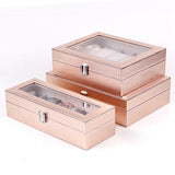 Pink Pu Leather 6 Grids Women's Wrist Watch Storage Box