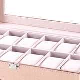 Pink Pu Leather 6 Grids Women's Wrist Watch Storage Box