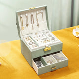 Casegrace 2-in-1 Large Jewelry Box Drawer Leather Storage  Organizer