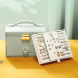 Casegrace 2-in-1 Large Jewelry Box Drawer Leather Storage  Organizer